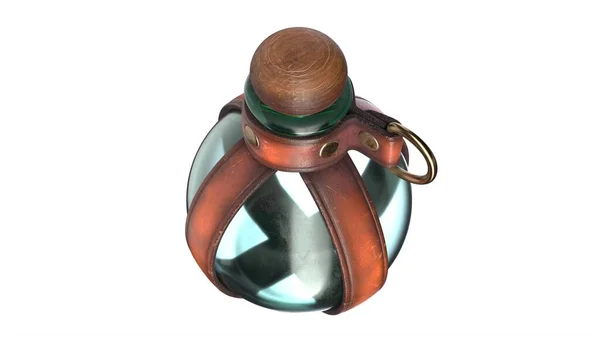 Illustration 3D du porte-bouteille de potion en cuir isolé sur blanc. — Photo