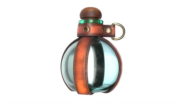 Ilustración 3D del sostenedor de la botella de la poción de cuero aislado en blanco. — Foto de Stock
