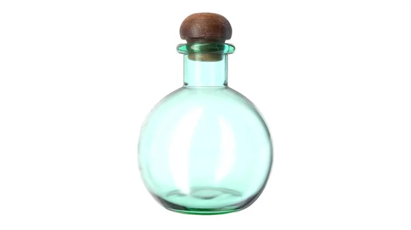 Ilustração 3D do frasco de vidro vazio fechado com rolha de cortiça. — Fotografia de Stock