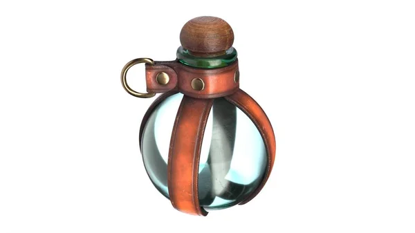 Illustration 3D du porte-bouteille de potion en cuir isolé sur blanc. — Photo
