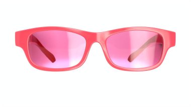 Beyaz üzerine izole edilmiş pembe gözlüklerin 3D görüntüsü