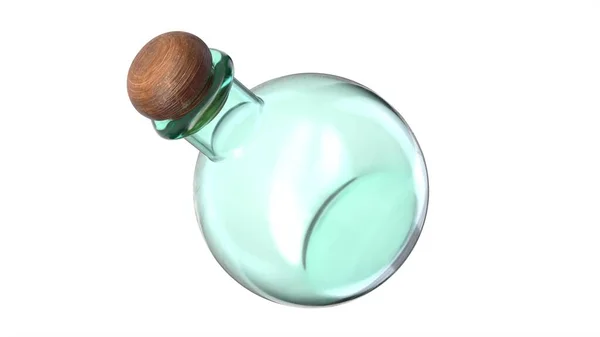 Ilustração 3D do frasco de vidro vazio fechado com rolha de cortiça. — Fotografia de Stock