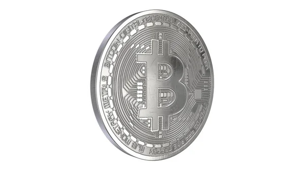 3D renderowane ilustracja Silver Bitcoin izolowane na białym — Zdjęcie stockowe