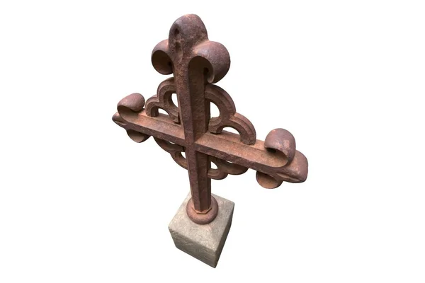 3d illustration of old rusty tombstone cross isolated on white — Stock Photo, Image