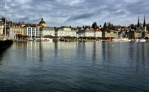 Picturesque views of the city of Lucerne in Switzerland