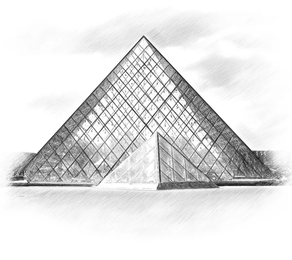 Pyramida. Muzeum Louvre. Paříž. — Stock fotografie