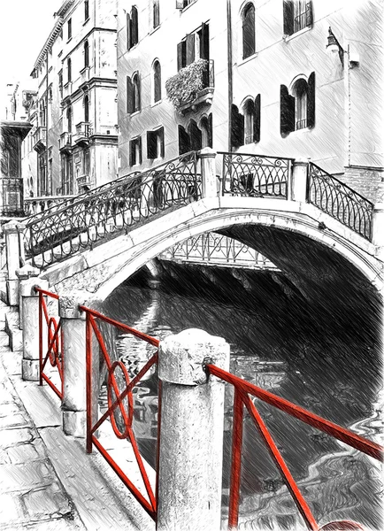 Most. Kanał w Wenecji, Włochy — Zdjęcie stockowe