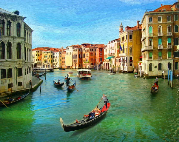 Wenecja, Włochy. Ilustracja w stylu malarstwa olejnego. — Zdjęcie stockowe