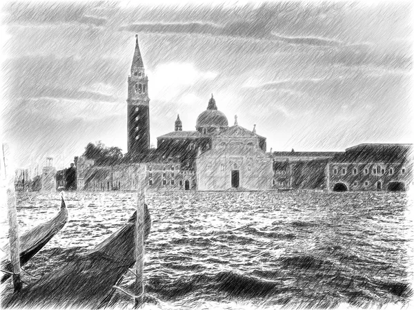 Wenecja, Włochy. Ilustracja w rysować, szkic stylu. — Zdjęcie stockowe