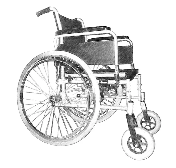 Tekerlekli sandalye. Çizimde çizmek, stil kroki. — Stok fotoğraf