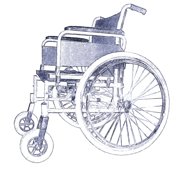 Wózek inwalidzki. Ilustracja w losowaniu, doodle, styl szkic pióra. — Zdjęcie stockowe