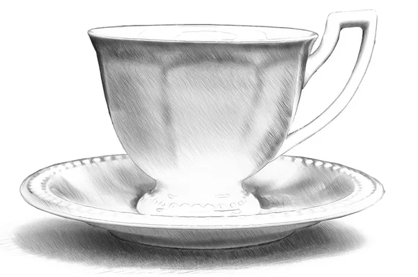 Cup och sås. Illustration i Rita, skissa stil. — Stockfoto