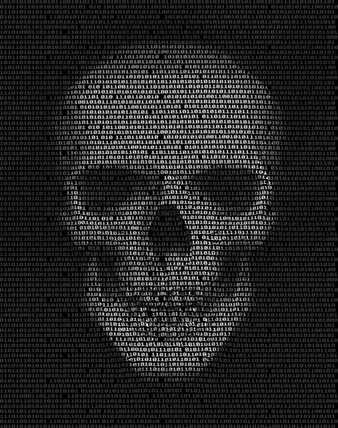 Skull made of  binary code. Hacker, cyber war symbol. — Stock Photo, Image