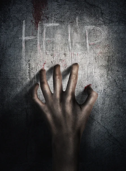 Horrorszene. Hand auf Wandhintergrund. Plakat, Cover-Konzept. — Stockfoto