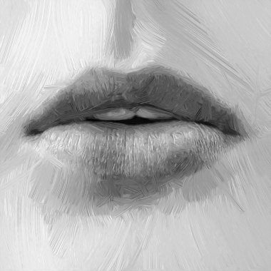 Dudaklar. Yağlıboya Resim Stili çizimde
