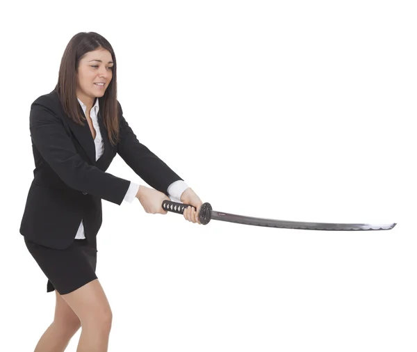 Warrior woman with katana — Stock Photo, Image