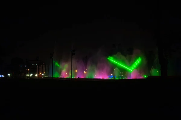 Jogos Luz Água Circuito Mágico Água Maior Complexo Fontes Mundo — Fotografia de Stock