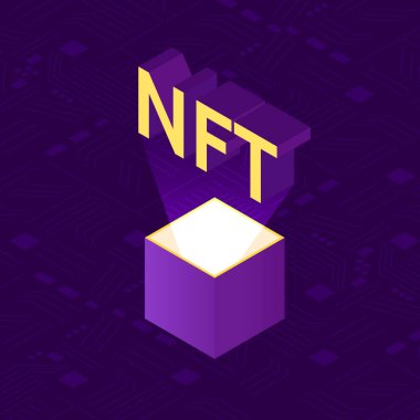 Nft, ödenmeyen tocken illüstrasyonu. Isometric konsept illüstrasyon, vektör tasarımı