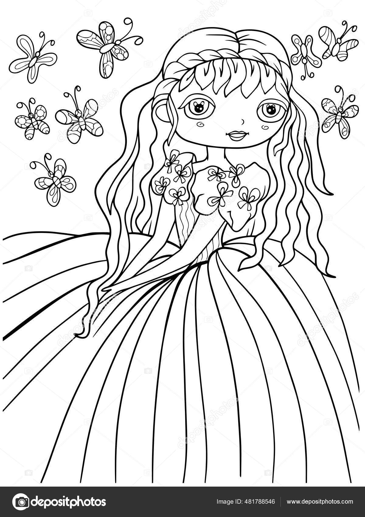 Desenho de Menina com vestido moderno para Colorir - Colorir.com