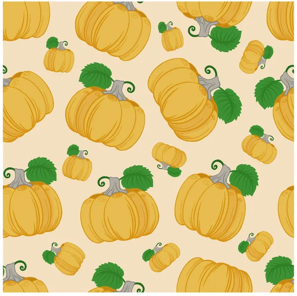 Naadloos Patroon Pompoenen Planten Print Halloween Vector Achtergrond Behang Textuur — Stockvector