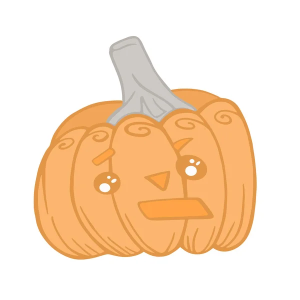 Calabaza Otoño Halloween Emoción Etiqueta Impresión Vector Aislar Blanco Fondo — Archivo Imágenes Vectoriales