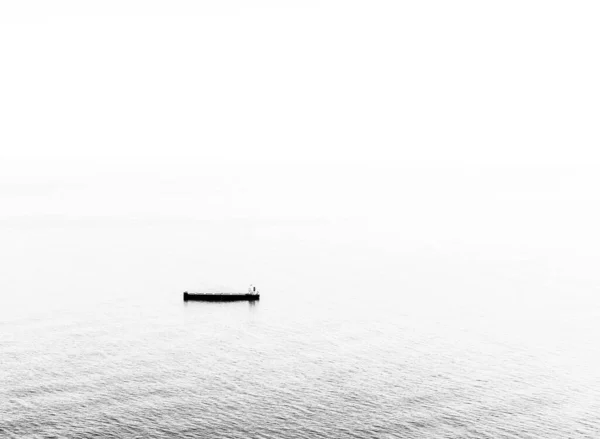 Kargo gemisi mavi denizin ortasında bekliyor. 