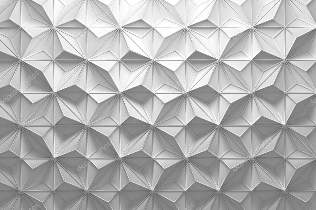 Pattern with random pyramids and wirefrmae on top. 3d illustration.