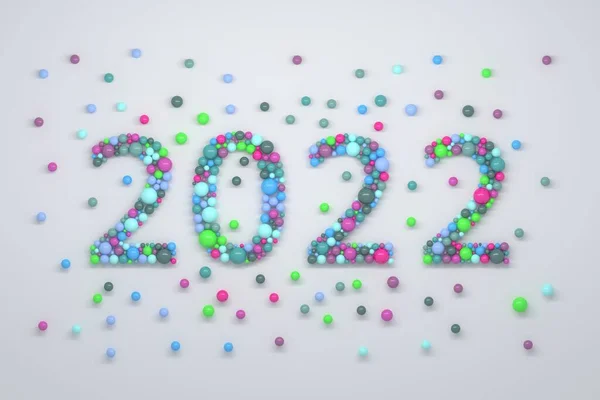 Creative Illustration New Year 2022 Numbers Made Colorful Bubbles Illustration — Stock Photo, Image