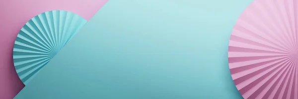 Merkezinde boş boşluğun olduğu katlanmış daireli geniş basit afiş. 3d illüstrasyon.