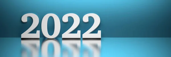 Wide Banner Large Bold Year 2022 Numbers Blue Background Image — Stock Photo, Image