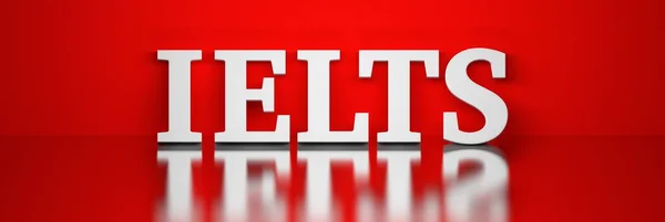 Breites Banner Mit Großem Fetten Weißen Wort Ielts Auf Rotem — Stockfoto