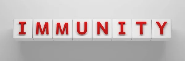 Wide Banner Single Word Immunity Bold Red Letters Large White — Stock Photo, Image