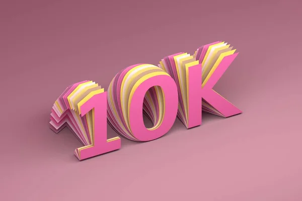 Dix Mille Abonnés Numéro 10K Sur Fond Rose Illustration — Photo