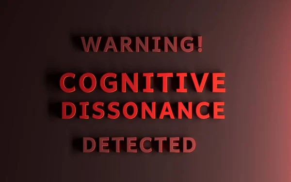 赤い単語で書かれた警告メッセージ警告認知不協和音が検出されました 3Dイラスト — ストック写真