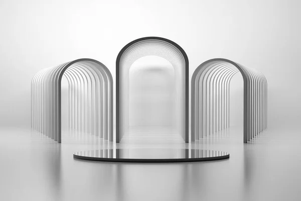 Geometrische Architectonische Compositie Met Bogen Gemaakt Van Herhaalde Afgeronde Frames — Stockfoto