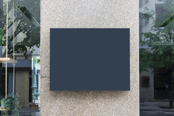 Loja Modelo Mockup Exterior Com Placa Cinza Preto Grande Branco — Fotografia de Stock