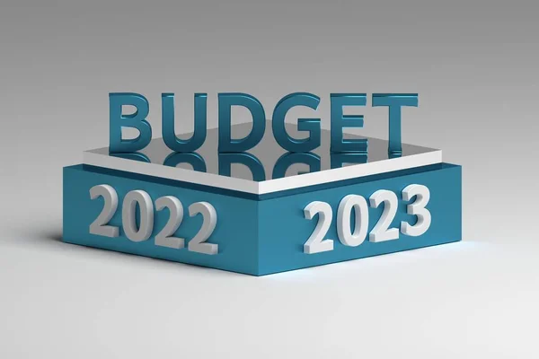 2022 ve 2023 yıllarının bütçe planlama çizimleri. 3d illüstrasyon.