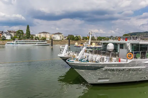 Bow Ett Kryssningsfartyg Vid Floden Mosel Koblenz Tyskland — Stockfoto
