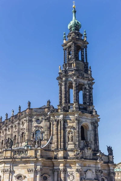 Almanya Dresden Deki Katolik Hofkirche Kilisesinin Kulesi — Stok fotoğraf