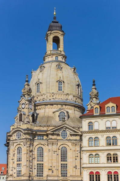 Almanya Nın Dresden Kentindeki Tarihi Frauenkirche Kilisesinin Kubbesi — Stok fotoğraf