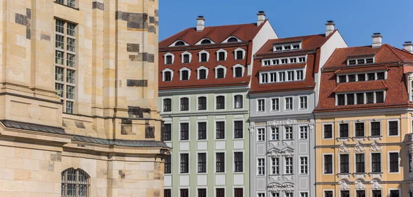 Panorama Maisons Colorées Sur Place Historique Neumarkt Dresde Allemagne — Photo