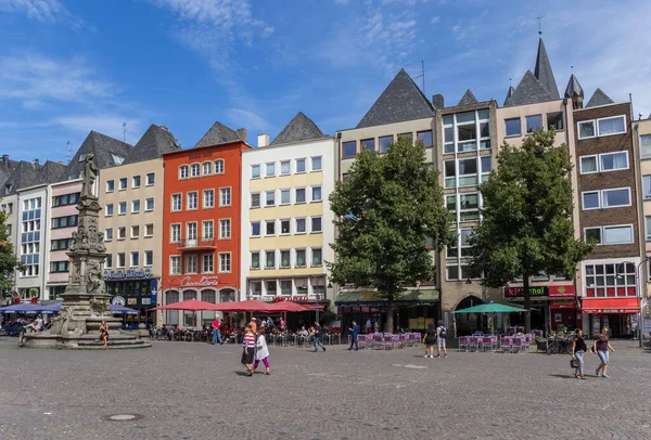 Winkels Restaurants Het Oude Marktplein Van Keulen Duitsland — Stockfoto