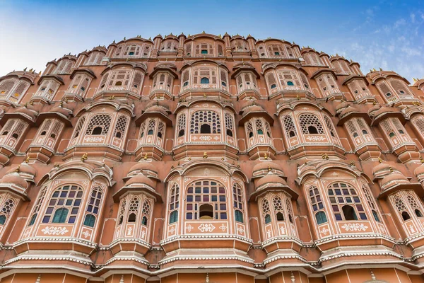 Fachada Rosa Laranja Colorida Palácio Dos Ventos Jaipur Índia — Fotografia de Stock