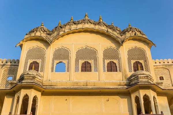 Facade Historic Yellow Building Downtown Jaipur India — Stock Photo, Image