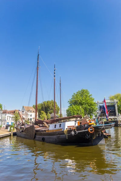 Vieux Voilier Bois Dans Port Historique Gouda Pays Bas — Photo