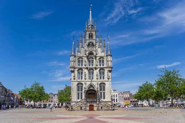 Marktplatz Mit Dem Historischen Rathaus Gouda Niederlande — Stockfoto