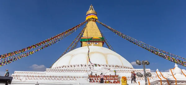 Panorama Estupa Boudhanath Katmandú Nepal — Foto de Stock