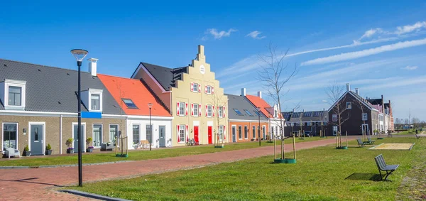 Panorama Van Kleurrijke Nieuwe Huizen Blauwestad Nederland — Stockfoto