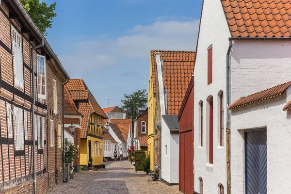 Colorida Calle Con Casas Históricas Ribe Dinamarca — Foto de Stock