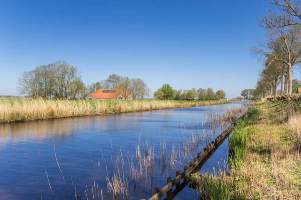 Річка Лінде Ландшафті Оверіссель Нідерланди — стокове фото